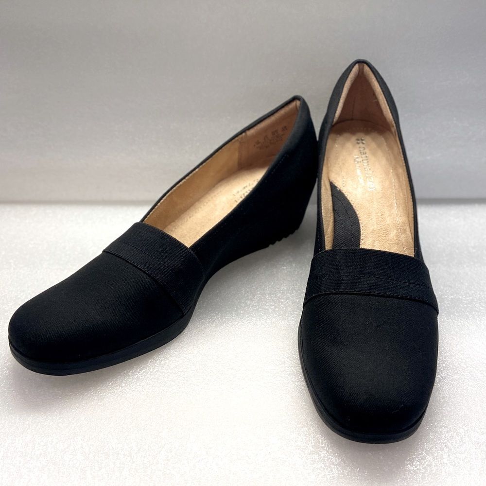NWOT Naturalizer 5N Comfort “BETTE” Blk.Women’s Wedge Slip On Loafer Heel S-8.5N